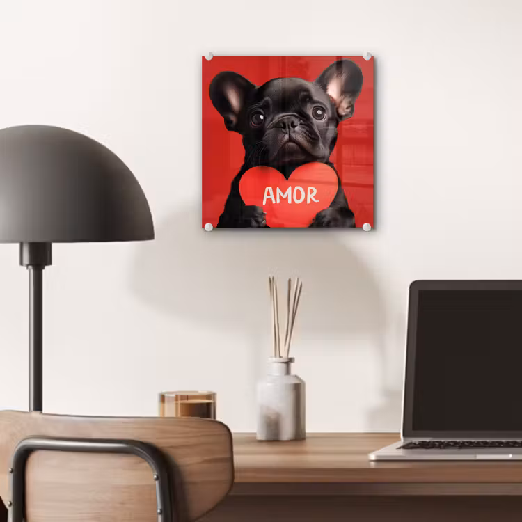 Amor - Hond - Hartje - Rood plexiglas 5mm klein -sfeer6