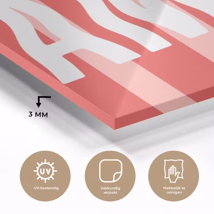 Amor - Strepen - Rood - Roze plexiglas 5mm klein -sfeer2