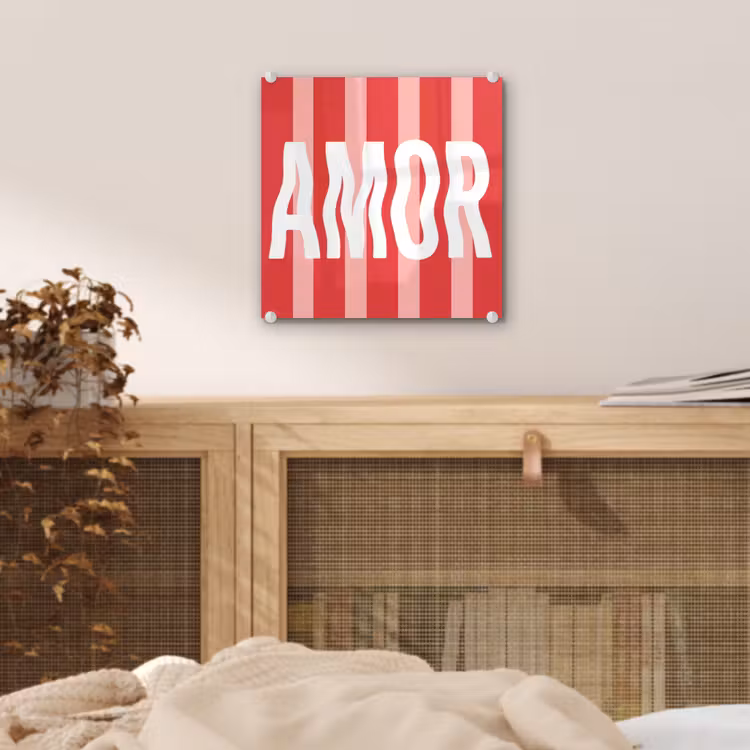 Amor - Strepen - Rood - Roze plexiglas 5mm klein -sfeer4