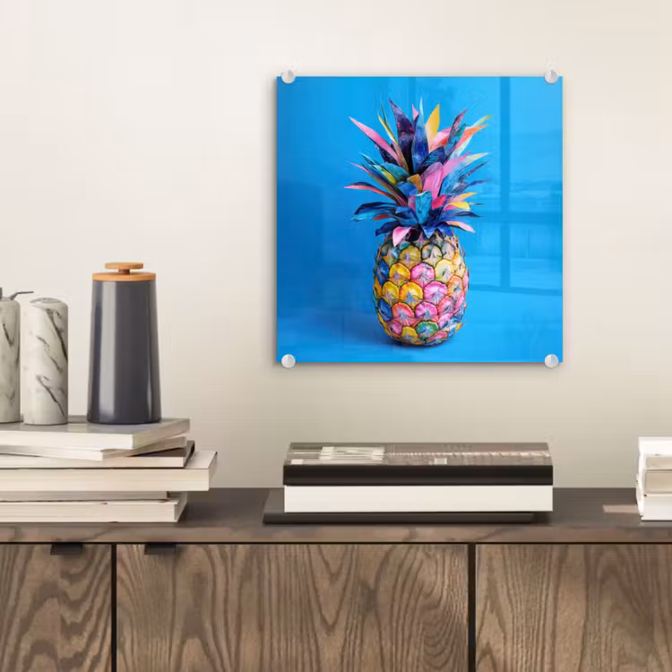 Ananas - Blauw - Tropisch - Vrolijk plexiglas 5mm klein -sfeer1