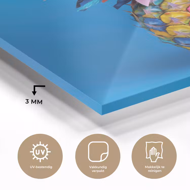 Ananas - Blauw - Tropisch - Vrolijk plexiglas 5mm klein -sfeer2