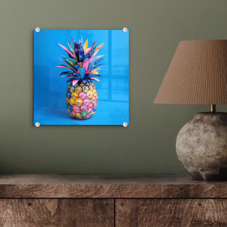 Ananas - Blauw - Tropisch - Vrolijk plexiglas 5mm klein -sfeer3
