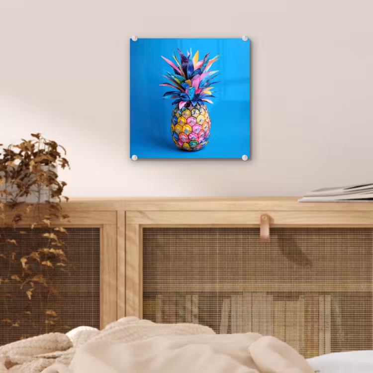 Ananas - Blauw - Tropisch - Vrolijk plexiglas 5mm klein -sfeer4