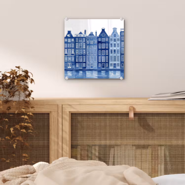 Aquarel - Grachtenpanden - Delfts - Blauw plexiglas 5mm klein -sfeer4