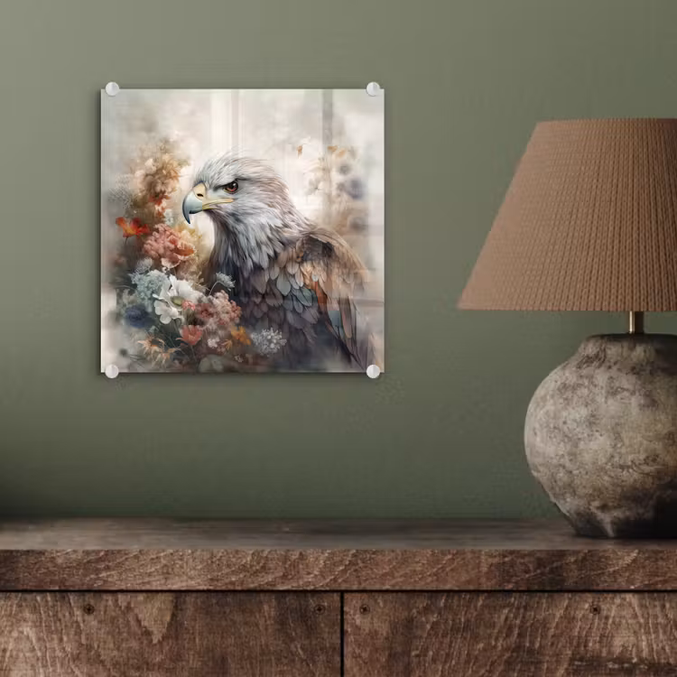 Arend - Adelaar - Vogel - Bloemen - Natuur plexiglas 5mm klein -sfeer3