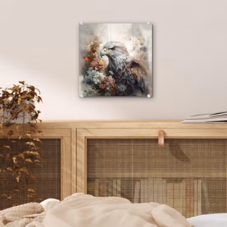 Arend - Adelaar - Vogel - Bloemen - Natuur plexiglas 5mm klein -sfeer4