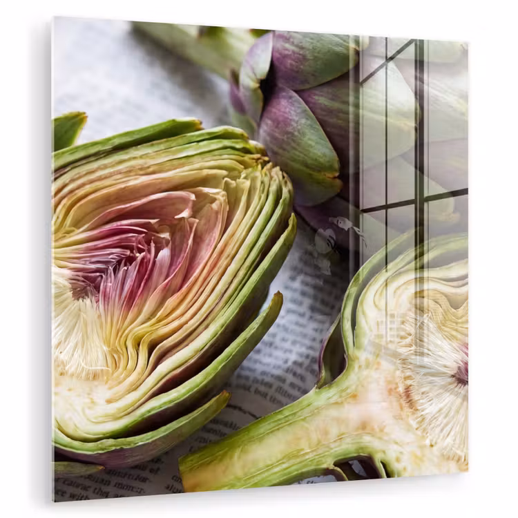 Glas schilderij - Artisjok - Doorgesneden - Eten - Artisjok - Doorgesneden - Eten plexiglas 5mm klein