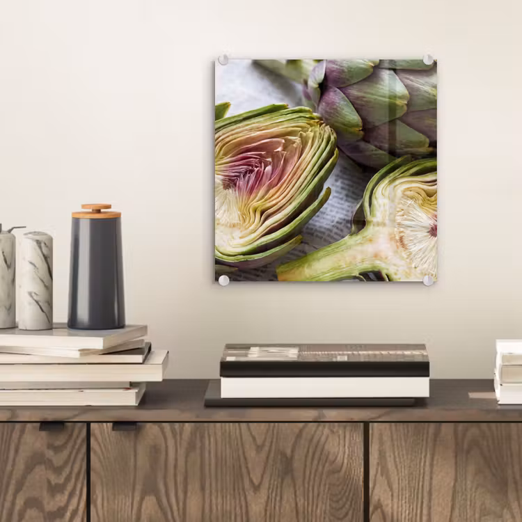 Glas schilderij - Artisjok - Doorgesneden - Eten - Artisjok - Doorgesneden - Eten plexiglas 5mm klein