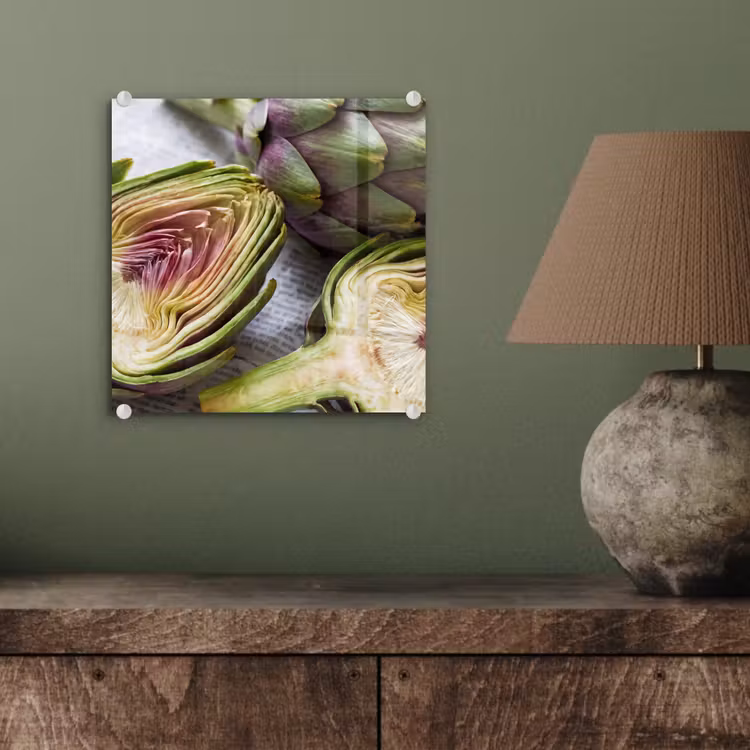 Glas schilderij - Artisjok - Doorgesneden - Eten - Artisjok - Doorgesneden - Eten plexiglas 5mm klein