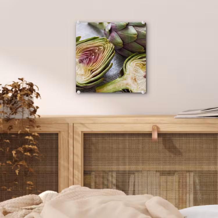 Glas schilderij - Artisjok - Doorgesneden - Eten - Artisjok - Doorgesneden - Eten plexiglas 5mm klein