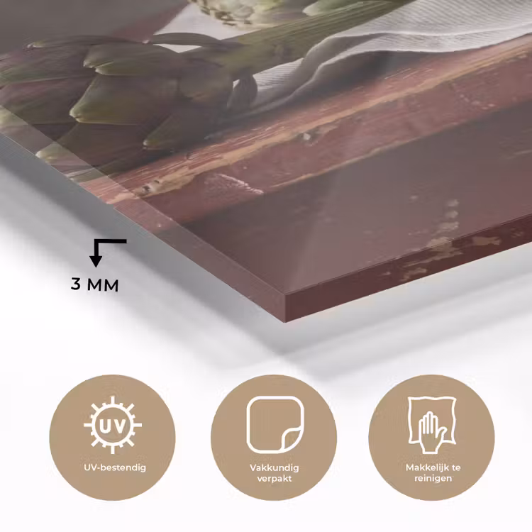 Glas schilderij - Artisjok - Eten - Rustiek - Artisjok - Eten - Rustiek plexiglas 5mm klein