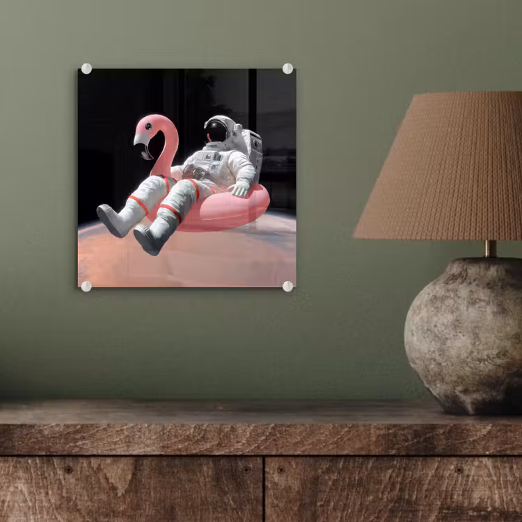 Astronaut - Flamingo - Zwemband - Roze plexiglas 5mm klein -sfeer3