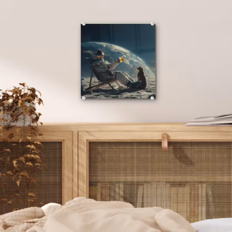 Astronaut - Kat - Glas - Stoel plexiglas 5mm klein -sfeer4
