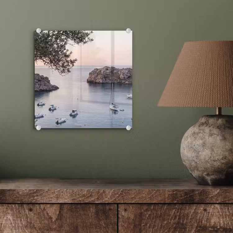 Glas schilderij - Baai - boten - zonsondergang - Baai - boten - zonsondergang plexiglas 5mm klein