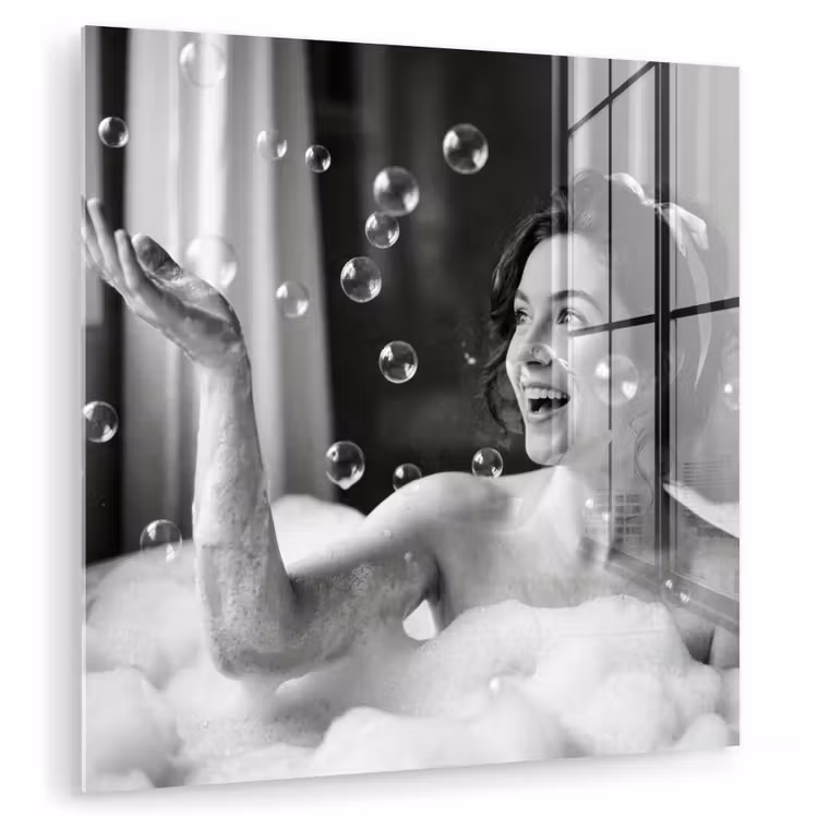 Bad - Bubbels - Zwart - Wit plexiglas 5mm klein -zzzproduct_nieuw