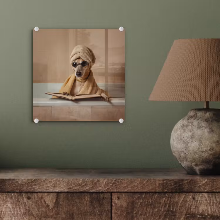Bad - Hond - Boek - Zonnebril plexiglas 5mm klein -sfeer3