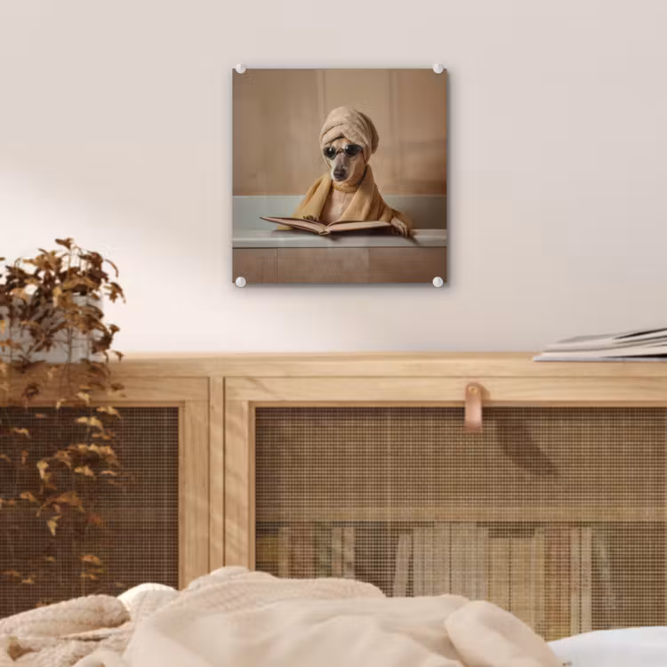 Bad - Hond - Boek - Zonnebril plexiglas 5mm klein -sfeer4
