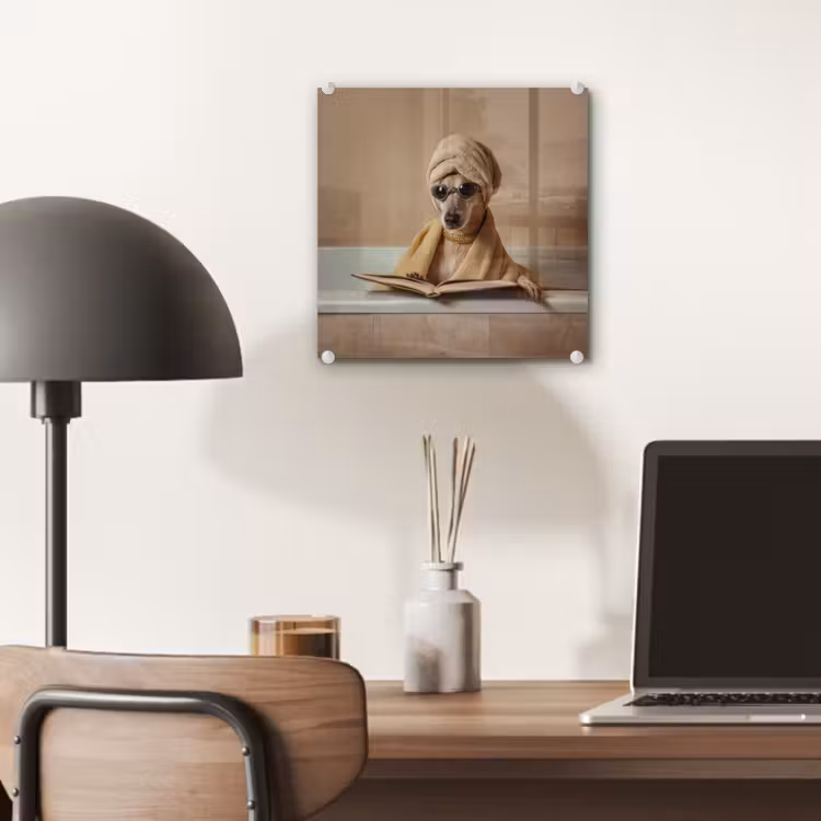Bad - Hond - Boek - Zonnebril plexiglas 5mm klein -sfeer6