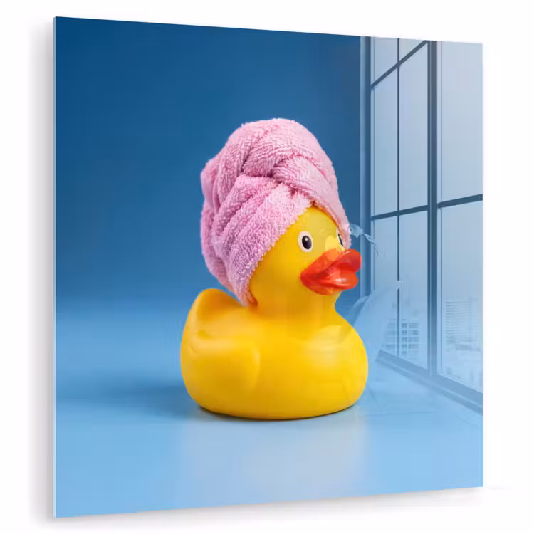 Badeend - Handdoek - Blauw plexiglas 5mm klein -zzzproduct_nieuw
