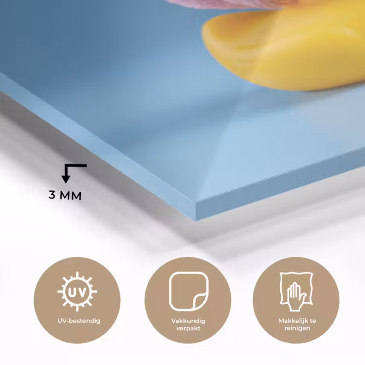 Badeend - Handdoek - Blauw plexiglas 5mm klein -sfeer2