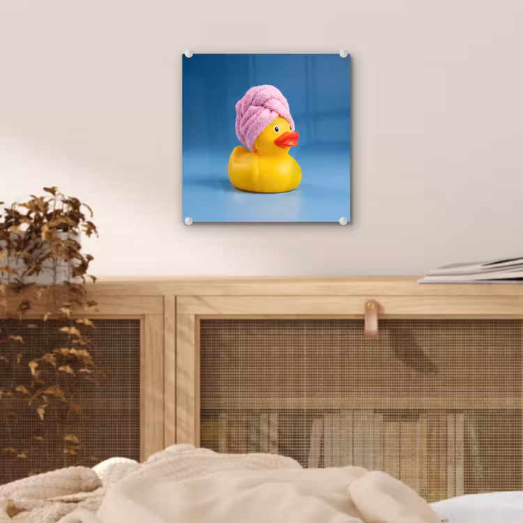 Badeend - Handdoek - Blauw plexiglas 5mm klein -sfeer4