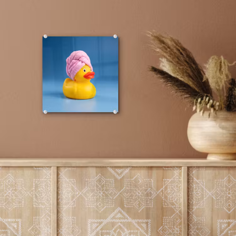 Badeend - Handdoek - Blauw plexiglas 5mm klein -sfeer5