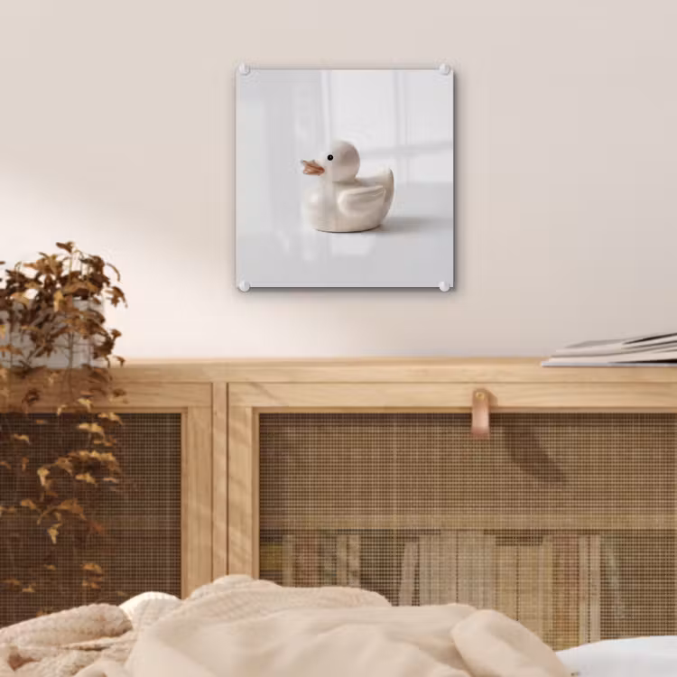 Badeend - Minimalistisch - Wit plexiglas 5mm klein -sfeer4