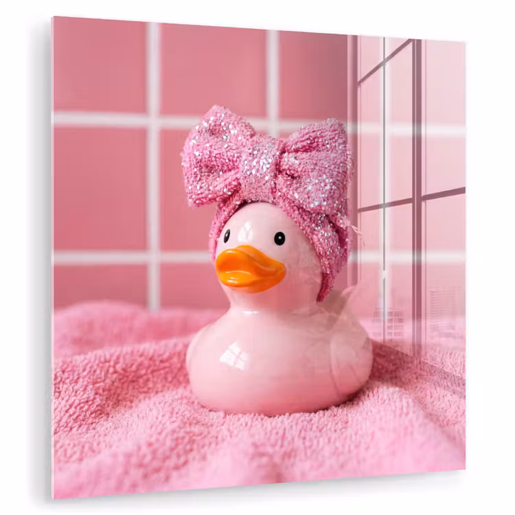 Badeend -Strik - Roze plexiglas 5mm klein -zzzproduct_nieuw