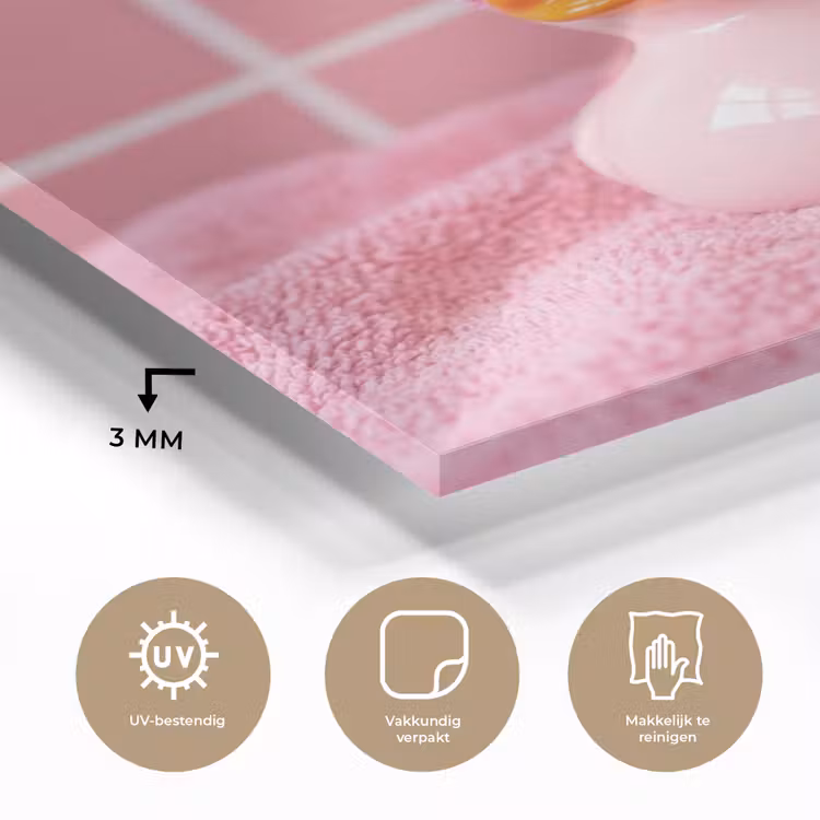 Badeend -Strik - Roze plexiglas 5mm klein -sfeer2