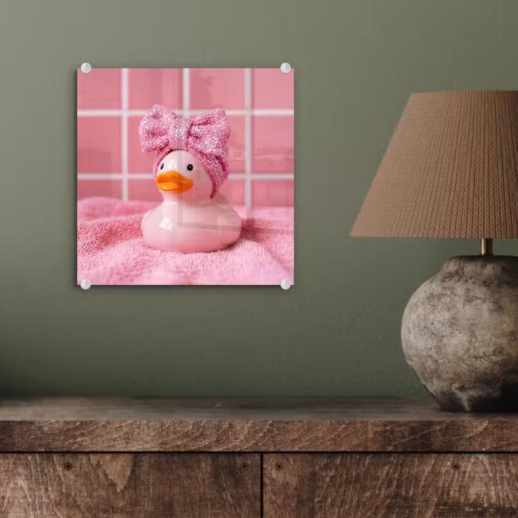Badeend -Strik - Roze plexiglas 5mm klein -sfeer3