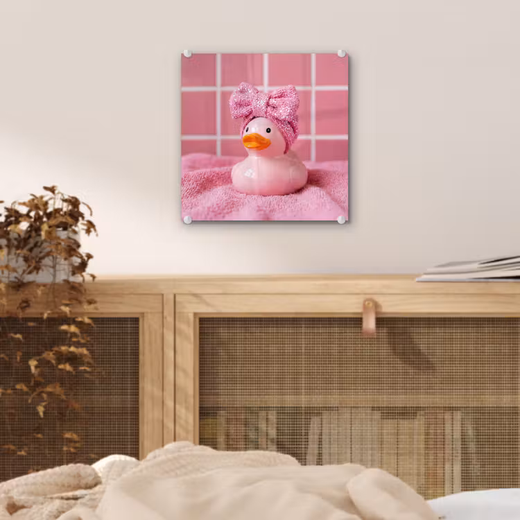 Badeend -Strik - Roze plexiglas 5mm klein -sfeer4