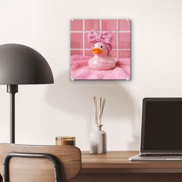 Badeend -Strik - Roze plexiglas 5mm klein -sfeer6
