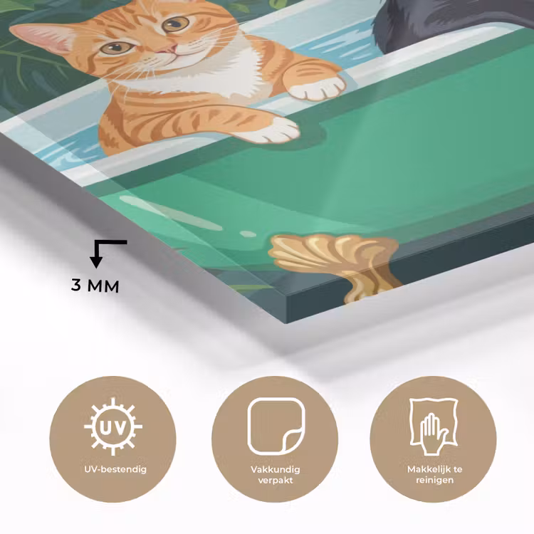 Badkamer - Kattenparade - Kleurrijk plexiglas 5mm klein -sfeer2