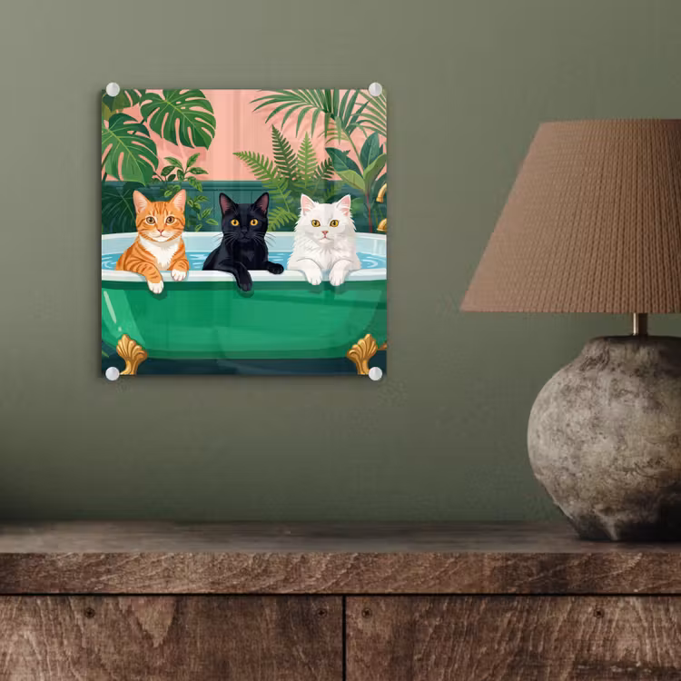Badkamer - Kattenparade - Kleurrijk plexiglas 5mm klein -sfeer3