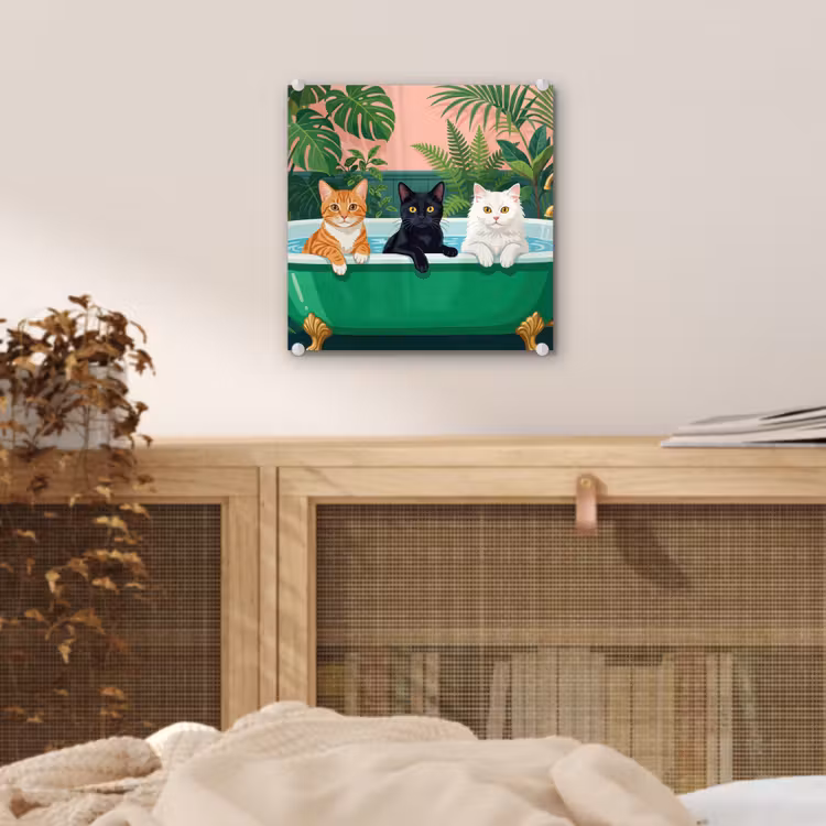 Badkamer - Kattenparade - Kleurrijk plexiglas 5mm klein -sfeer4