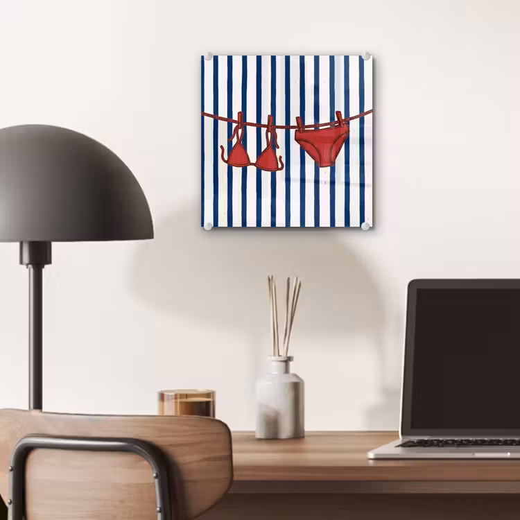 Badkleding - Waslijn - Zomer - Illustratie - Rood plexiglas 5mm klein -sfeer6
