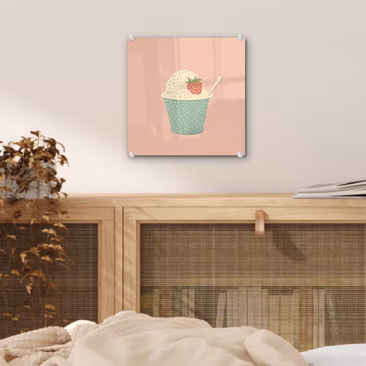 Bakje - Ijs - Aardbei - Roze plexiglas 5mm klein -sfeer4