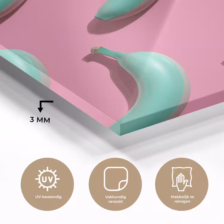 Bananen - Patroon - Blauw - Roze plexiglas 5mm klein -sfeer2