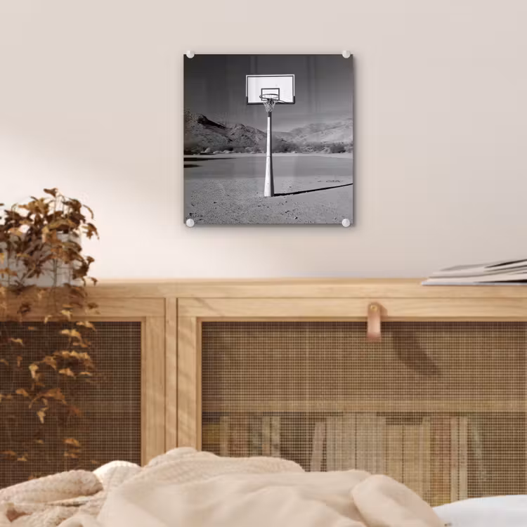 Basketbalpaal - Landschap - Zand - Wit plexiglas 5mm klein -sfeer4