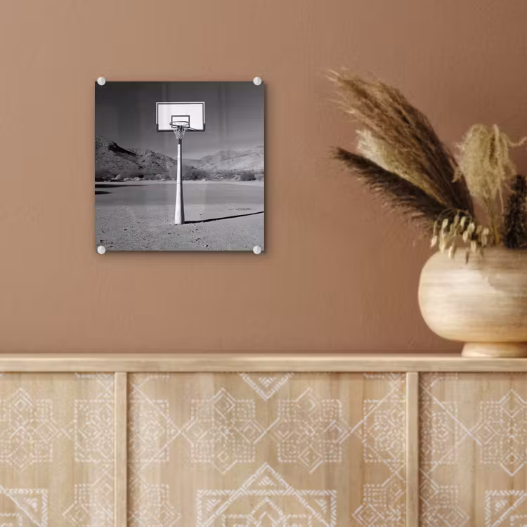 Basketbalpaal - Landschap - Zand - Wit plexiglas 5mm klein -sfeer5