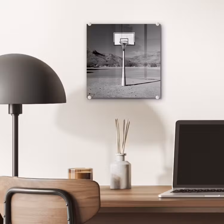 Basketbalpaal - Landschap - Zand - Wit plexiglas 5mm klein -sfeer6