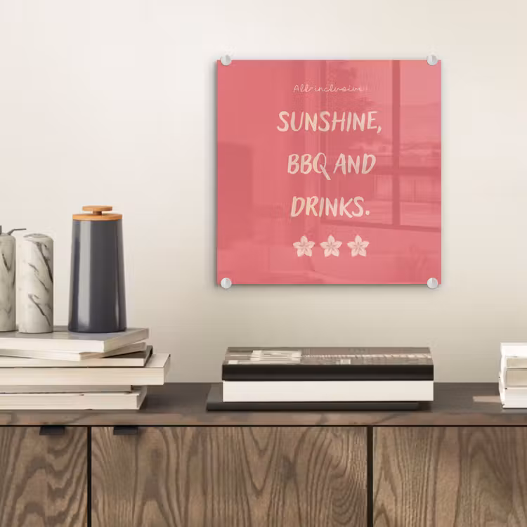 BBQ - Quote - Roze - Zomer plexiglas 5mm klein -sfeer1