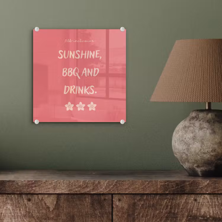 BBQ - Quote - Roze - Zomer plexiglas 5mm klein -sfeer3