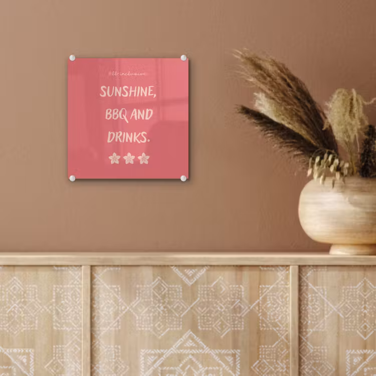 BBQ - Quote - Roze - Zomer plexiglas 5mm klein -sfeer5
