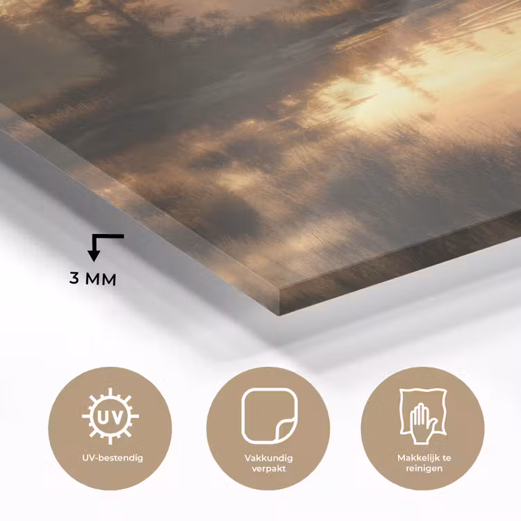 Beer - water - Bos - Ochtendlicht plexiglas 5mm klein -sfeer2