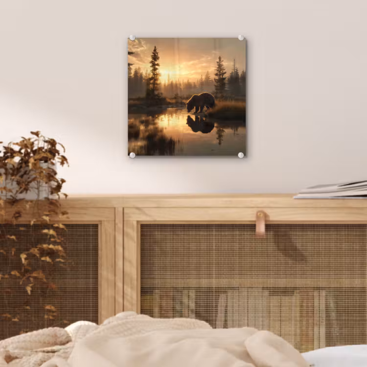 Beer - water - Bos - Ochtendlicht plexiglas 5mm klein -sfeer4