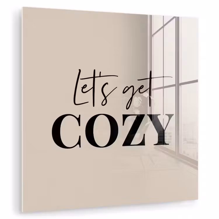 Beige - Winter - Quote - Cozy plexiglas 5mm klein -zzzproduct_nieuw