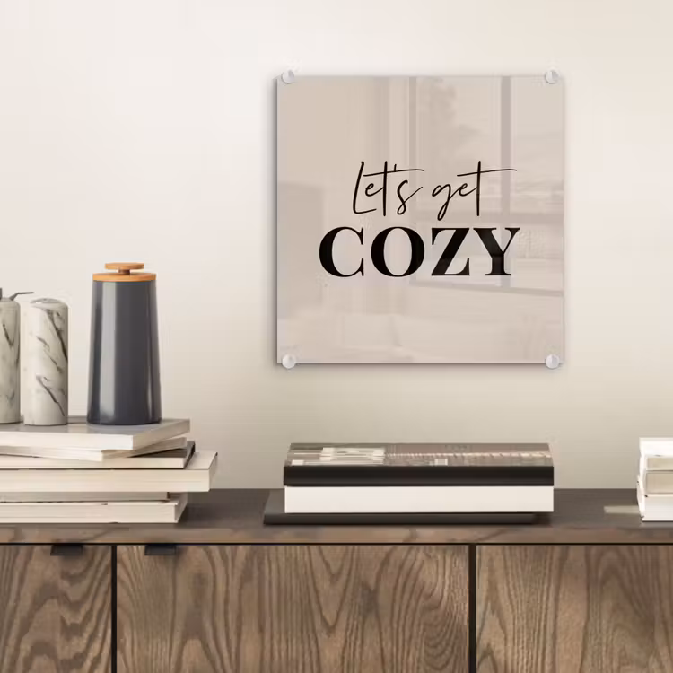 Beige - Winter - Quote - Cozy plexiglas 5mm klein -sfeer1