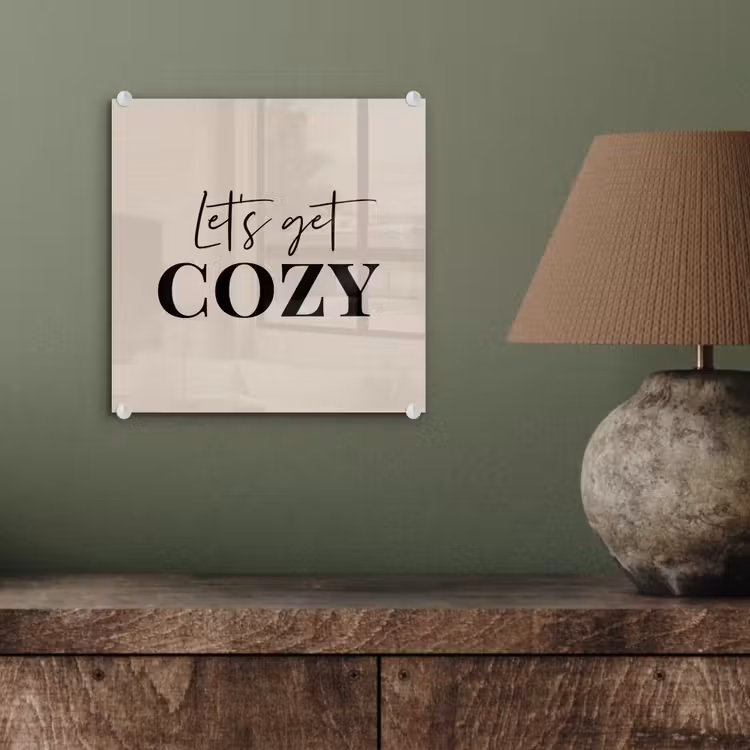 Beige - Winter - Quote - Cozy plexiglas 5mm klein -sfeer3