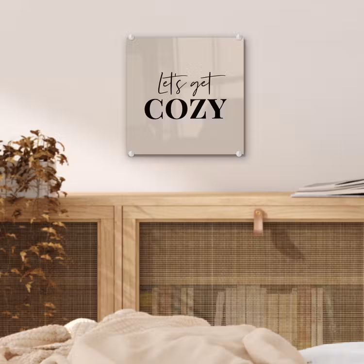 Beige - Winter - Quote - Cozy plexiglas 5mm klein -sfeer4